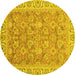 Round Abstract Yellow Modern Rug, abs2422yw