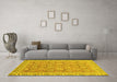 Machine Washable Abstract Yellow Modern Rug in a Living Room, wshabs2422yw