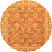 Round Machine Washable Abstract Orange Modern Area Rugs, wshabs2422org