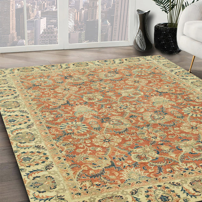 Machine Washable Abstract Chocolate Brown Rug in a Family Room, wshabs2422