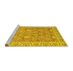 Sideview of Machine Washable Abstract Yellow Modern Rug, wshabs2422yw
