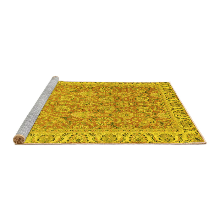 Sideview of Machine Washable Abstract Yellow Modern Rug, wshabs2422yw