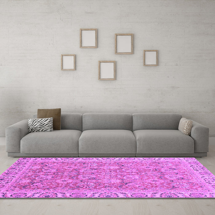 Machine Washable Abstract Purple Modern Area Rugs in a Living Room, wshabs2422pur