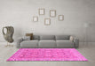 Machine Washable Abstract Pink Modern Rug in a Living Room, wshabs2422pnk