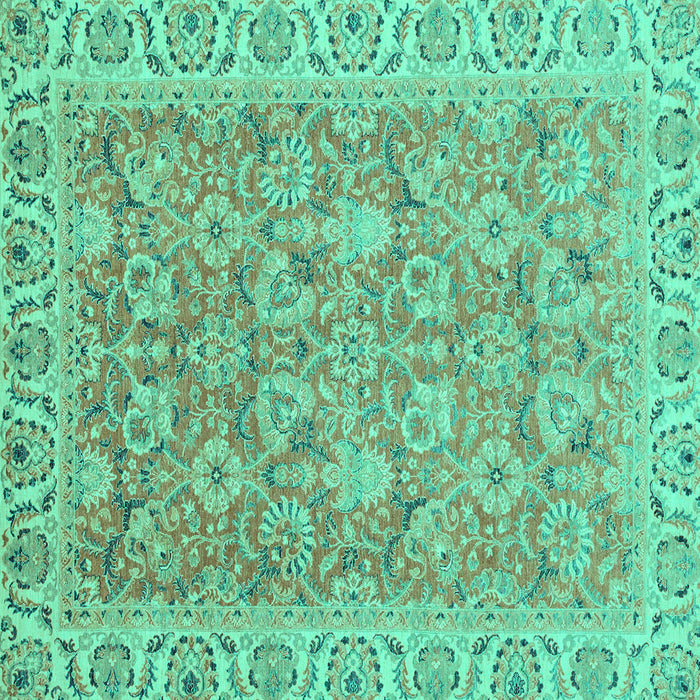 Square Machine Washable Abstract Turquoise Modern Area Rugs, wshabs2422turq