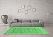 Machine Washable Abstract Emerald Green Modern Area Rugs in a Living Room,, wshabs2422emgrn