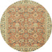 Round Machine Washable Abstract Chocolate Brown Rug, wshabs2422