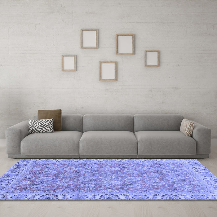 Machine Washable Abstract Blue Modern Rug in a Living Room, wshabs2422blu