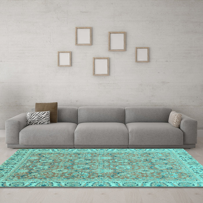 Machine Washable Abstract Light Blue Modern Rug in a Living Room, wshabs2422lblu
