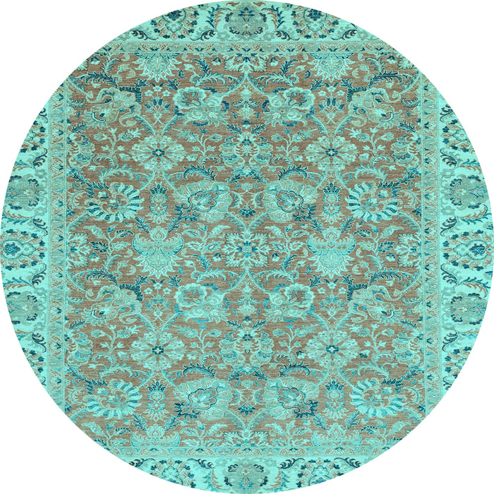 Round Machine Washable Abstract Light Blue Modern Rug, wshabs2422lblu