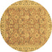 Round Abstract Brown Modern Rug, abs2422brn