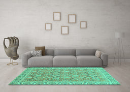 Machine Washable Abstract Turquoise Modern Area Rugs in a Living Room,, wshabs2422turq