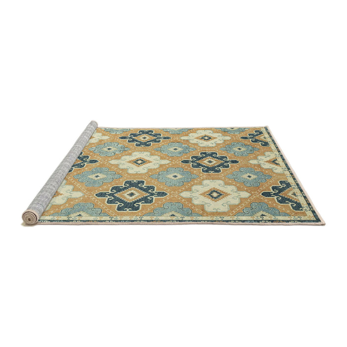 Sideview of Machine Washable Abstract Dark Almond Brown Rug, wshabs2423