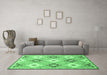 Machine Washable Abstract Emerald Green Modern Area Rugs in a Living Room,, wshabs2423emgrn