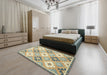 Abstract Dark Almond Brown Modern Rug in a Bedroom, abs2423