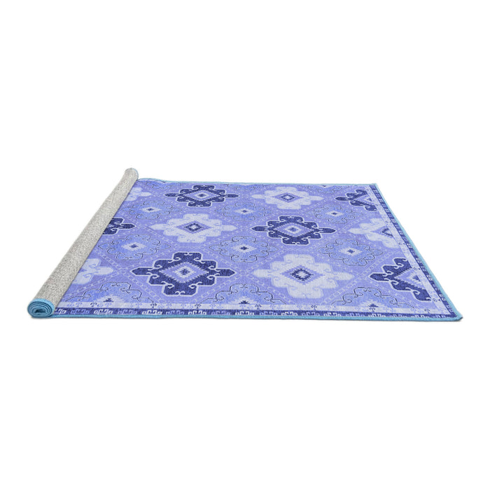 Sideview of Machine Washable Abstract Blue Modern Rug, wshabs2423blu