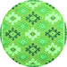 Round Abstract Green Modern Rug, abs2423grn