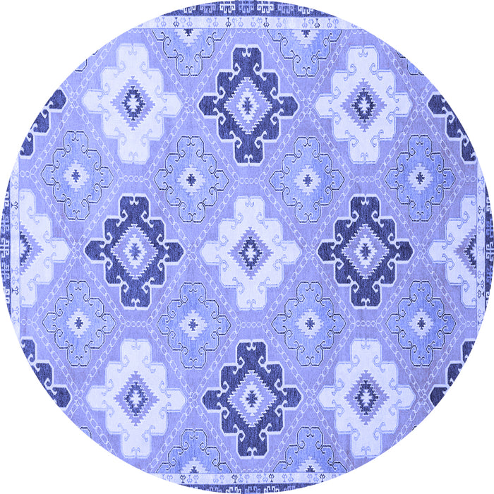 Round Abstract Blue Modern Rug, abs2423blu