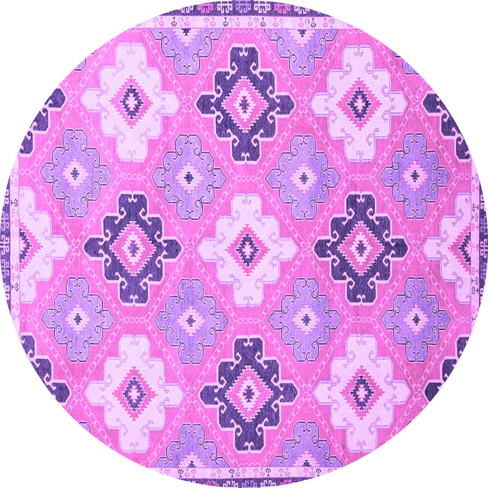 Round Machine Washable Abstract Purple Modern Area Rugs, wshabs2423pur