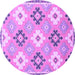 Round Machine Washable Abstract Purple Modern Area Rugs, wshabs2423pur