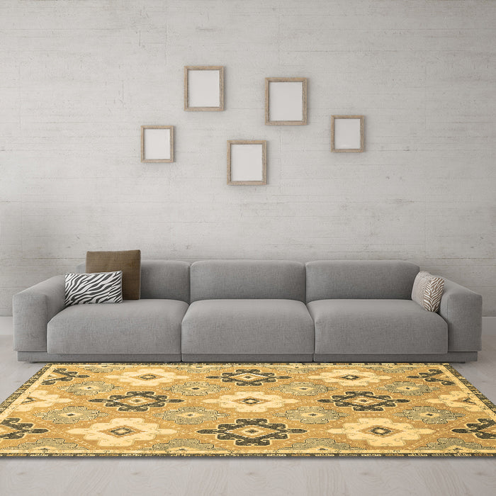 Machine Washable Abstract Brown Modern Rug in a Living Room,, wshabs2423brn