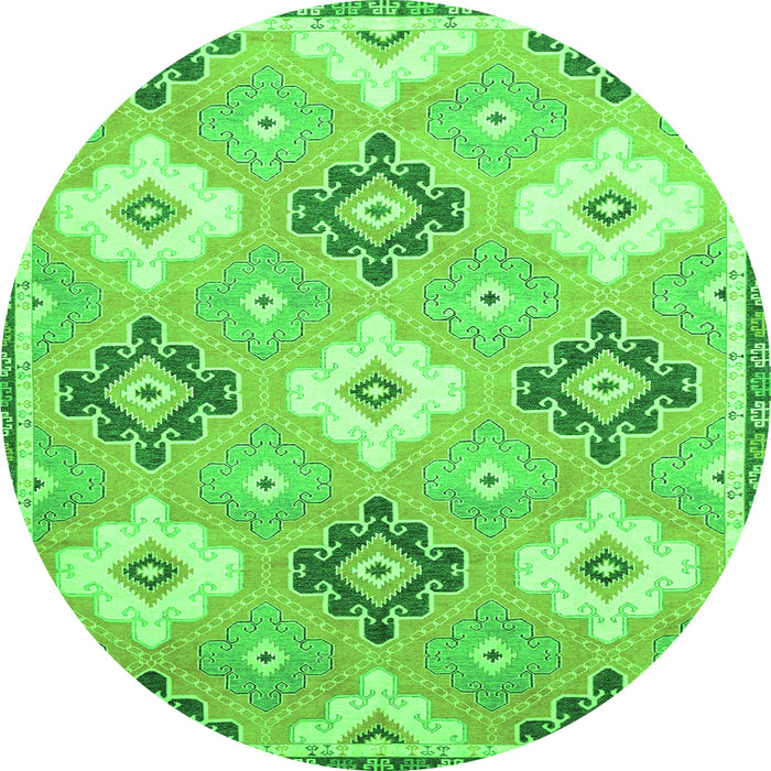 Round Machine Washable Abstract Green Modern Area Rugs, wshabs2423grn