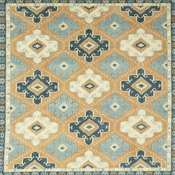 Square Abstract Dark Almond Brown Modern Rug, abs2423
