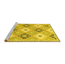 Sideview of Machine Washable Abstract Yellow Modern Rug, wshabs2423yw
