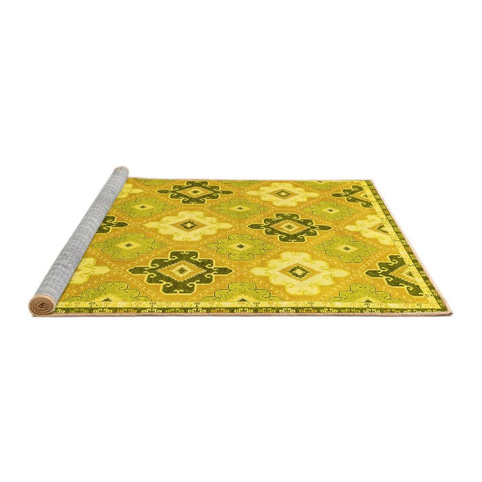 Sideview of Machine Washable Abstract Yellow Modern Rug, wshabs2423yw