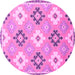 Round Abstract Pink Modern Rug, abs2423pnk