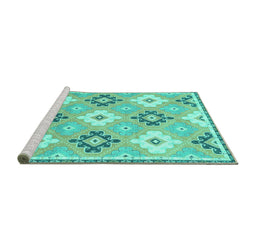 Sideview of Machine Washable Abstract Turquoise Modern Area Rugs, wshabs2423turq