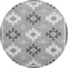 Round Abstract Gray Modern Rug, abs2423gry