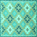 Square Machine Washable Abstract Turquoise Modern Area Rugs, wshabs2423turq