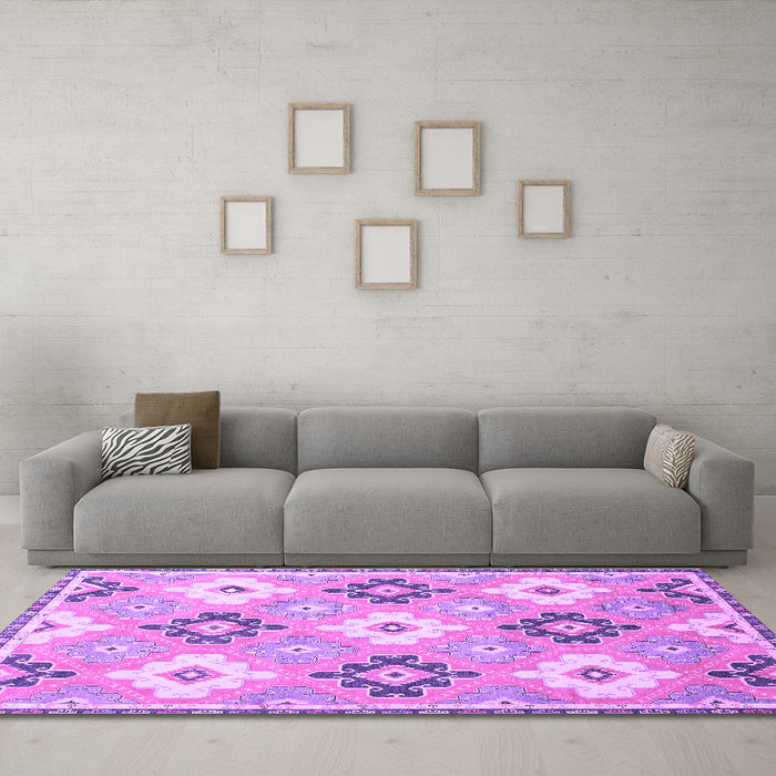 Machine Washable Abstract Purple Modern Area Rugs in a Living Room, wshabs2423pur