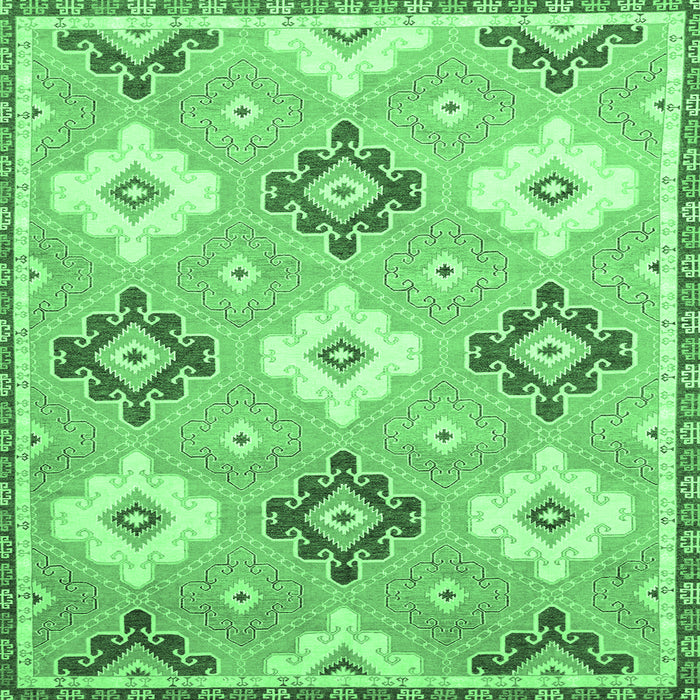 Square Machine Washable Abstract Emerald Green Modern Area Rugs, wshabs2423emgrn