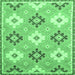 Square Machine Washable Abstract Emerald Green Modern Area Rugs, wshabs2423emgrn