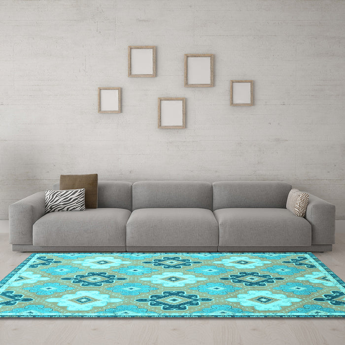 Machine Washable Abstract Light Blue Modern Rug in a Living Room, wshabs2423lblu