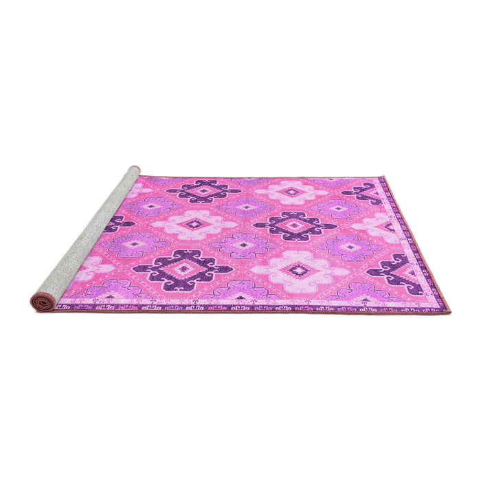 Sideview of Machine Washable Abstract Pink Modern Rug, wshabs2423pnk