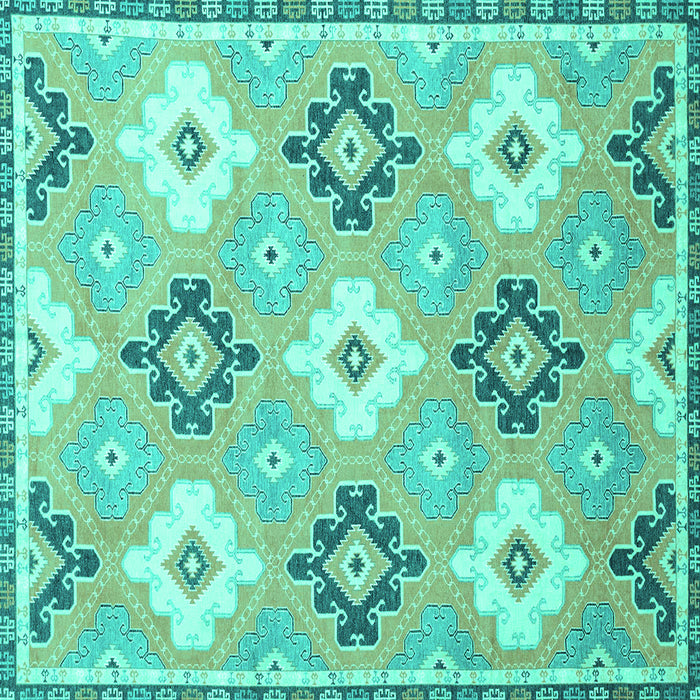 Square Abstract Turquoise Modern Rug, abs2423turq