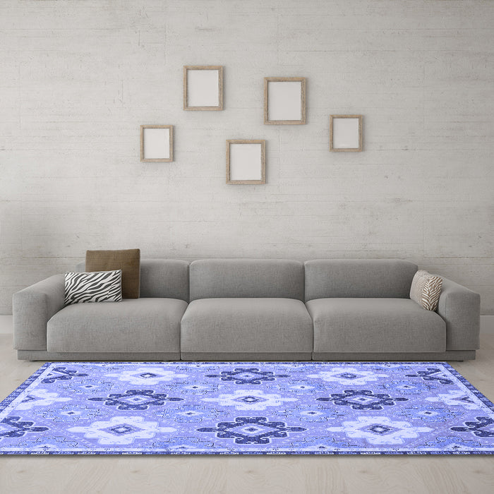Machine Washable Abstract Blue Modern Rug in a Living Room, wshabs2423blu