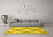 Machine Washable Abstract Yellow Modern Rug in a Living Room, wshabs2423yw