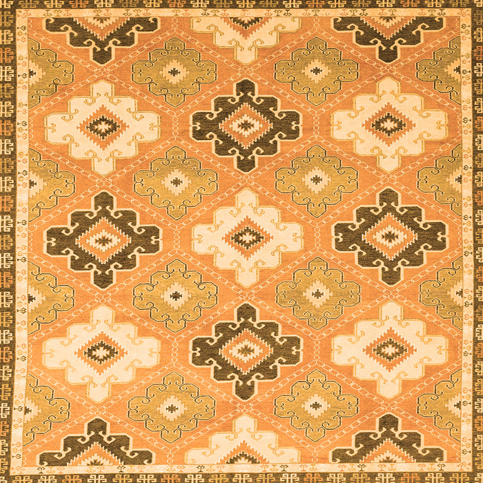 Square Machine Washable Abstract Orange Modern Area Rugs, wshabs2423org