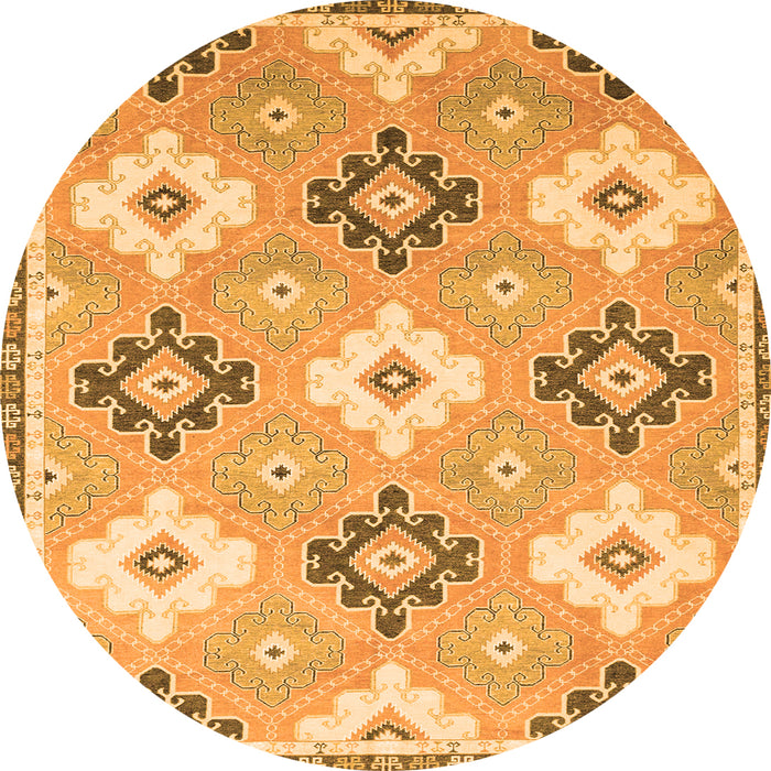 Round Abstract Orange Modern Rug, abs2423org