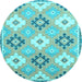 Round Machine Washable Abstract Light Blue Modern Rug, wshabs2423lblu