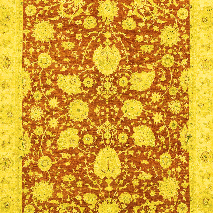 Machine Washable Oriental Yellow Traditional Rug, wshabs2424yw