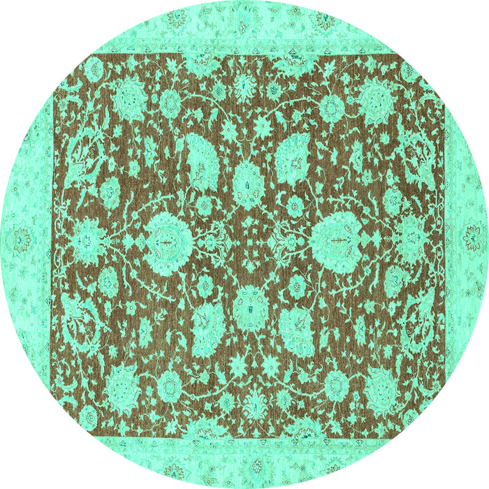 Round Oriental Turquoise Traditional Rug, abs2424turq