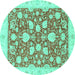 Round Oriental Turquoise Traditional Rug, abs2424turq