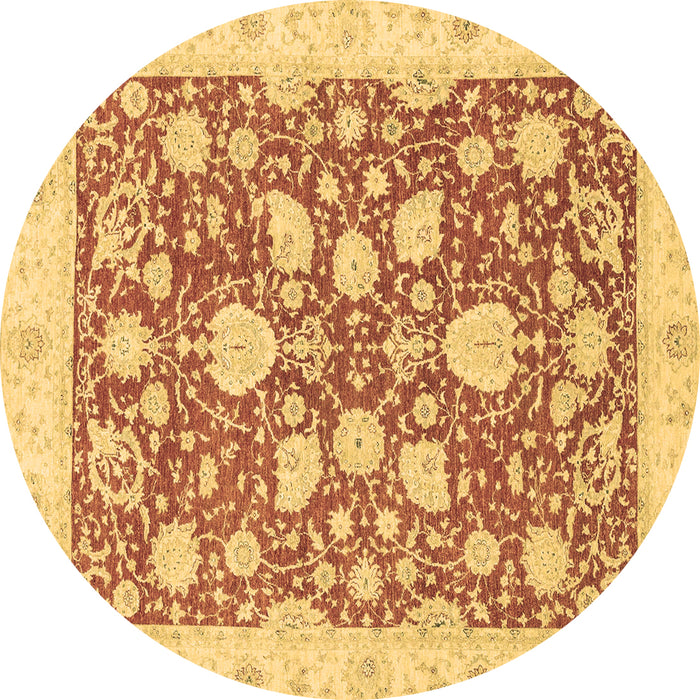 Round Machine Washable Oriental Brown Traditional Rug, wshabs2424brn