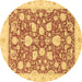 Round Oriental Brown Traditional Rug, abs2424brn