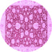 Round Oriental Purple Traditional Rug, abs2424pur